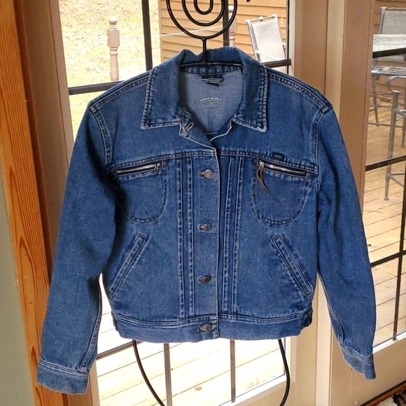 Lauren Jeans Co. Blue Denim Metal Buttons Zipper Pockets Sz S Jean Jacket - Picture 1 of 11